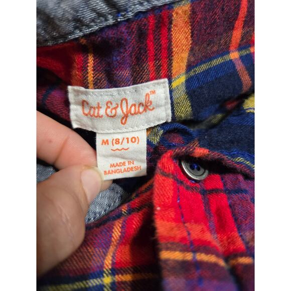 Cat and Jack m 8-10 boys plaid button up long sleeve shirt - Picture 6 of 7